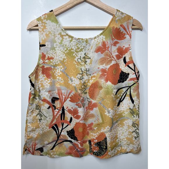 What if....?  Silk Sleeveless Tops Lot of 2 Floral Tropical Fairy Vintage Size M - Picture 6 of 11
